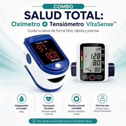 COMBO SALUD TOTAL: Oxímetro + Tensiómetro VitaSense™