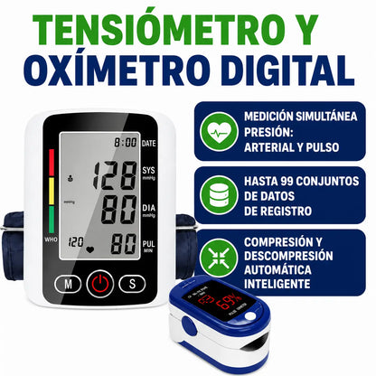 COMBO SALUD TOTAL: Oxímetro + Tensiómetro VitaSense™