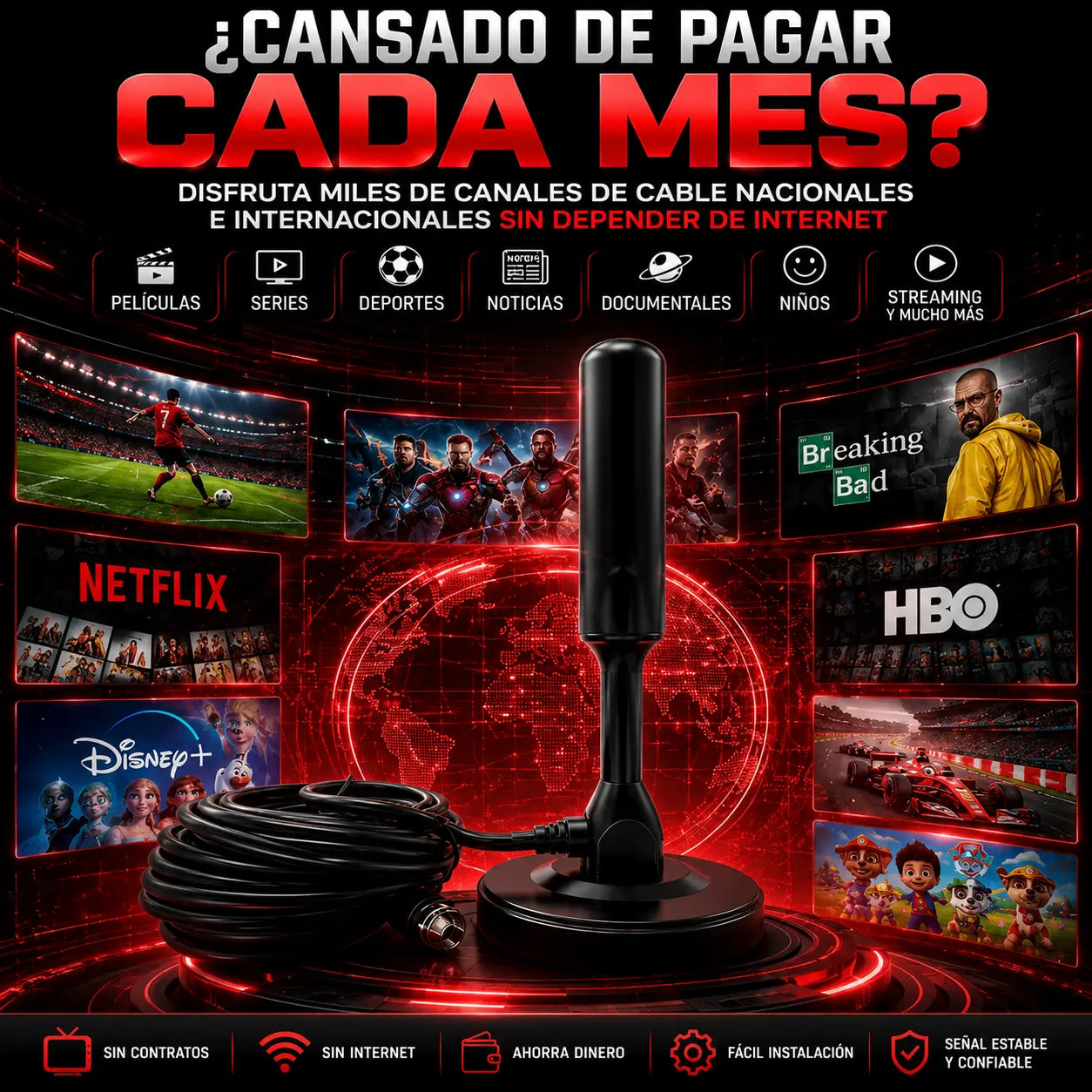 SkyLink™ UHD – Antena Inteligente 4K [+3000 CANALES]