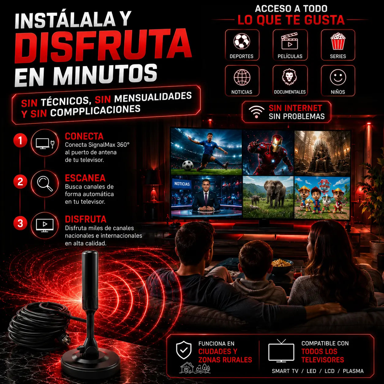 SkyLink™ UHD – Antena Inteligente 4K [+3000 CANALES]